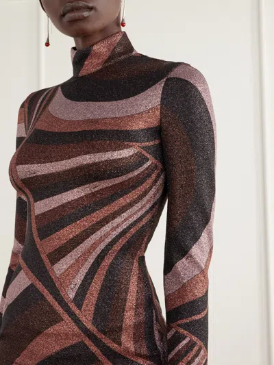 Pucci Printed Stretch-jersey Turtleneck Top In Multi