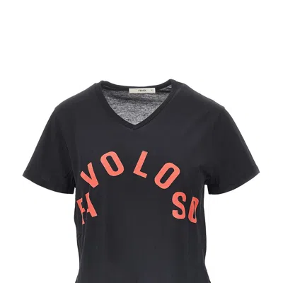 Fendi X Mirella Bentivoglio Archive Favoloso Slogan-print T-shirt In Black