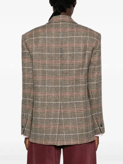 Weekend Max Mara Check-pattern Single-breasted Blazer In Gray