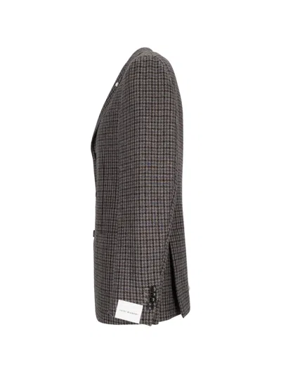 Luigi Bianchi Houndstooth-pattern Blazer In Gray