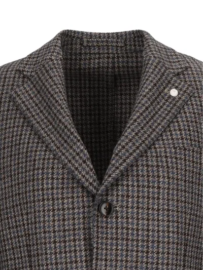 Luigi Bianchi Houndstooth-pattern Blazer In Gray