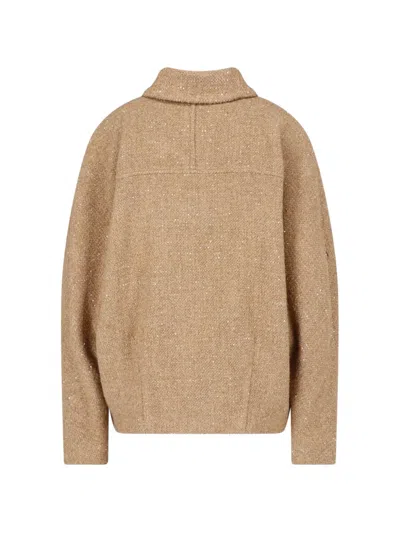 Kiton Textured Wool-blend Jacket In Brown