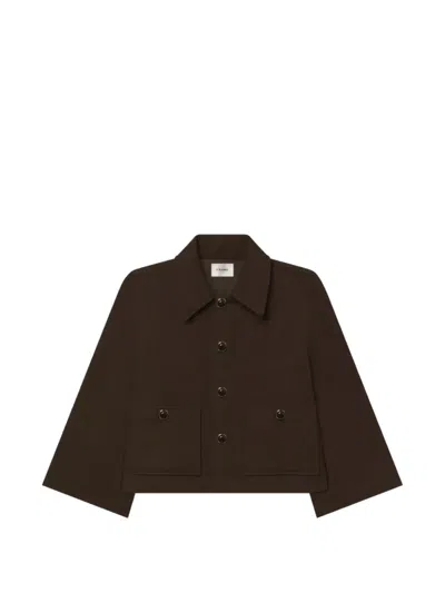 Frame Pointed-collar Swing Jacket In Brown