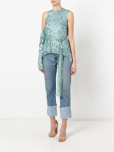 Shop Magda Butrym Sequin Embellished Tie Waist Blouse