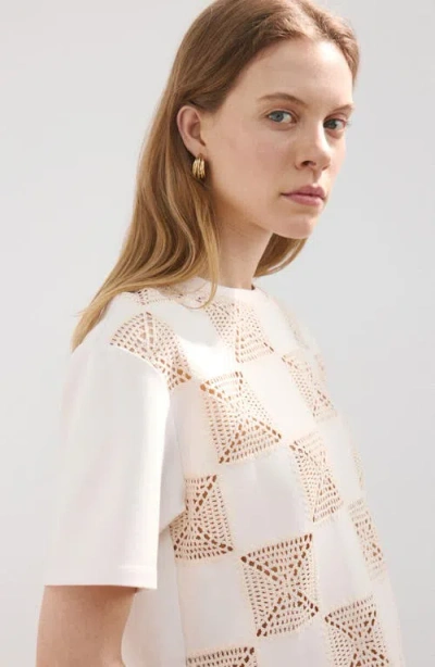 Mango Printed Crocheted T-shirt In Neutral
