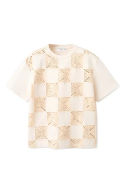 Mango Printed Crocheted T-shirt In Neutral