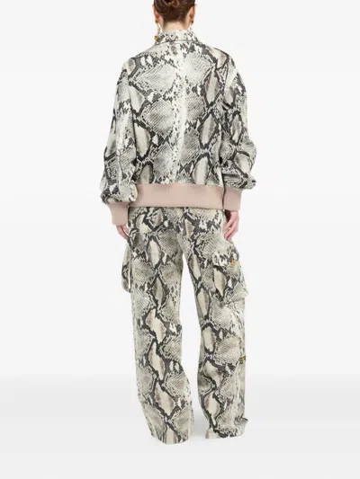 Roberto Cavalli Python-print Jacket In Neutral