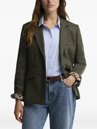 Barbour Browning Check-pattern Notched-lapel Jacket In Green
