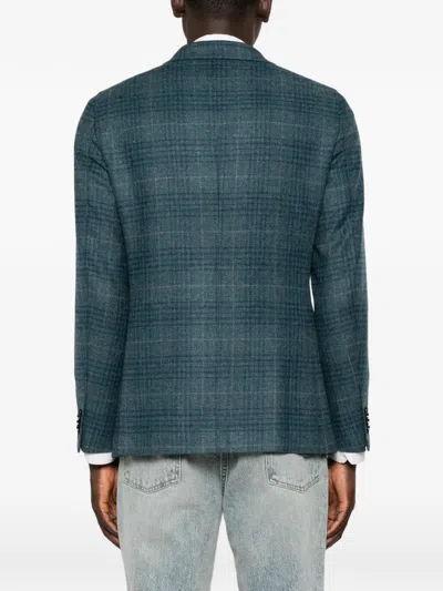 Caruso Double-breasted Checked Blazer In Multi