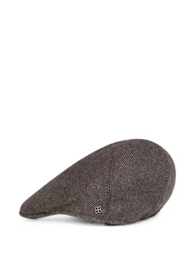 Tagliatore Chevron-pattern Segmented Flat Cap In Brown