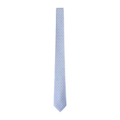 Canali 7 Cm Silk Patterned Tie In Blue