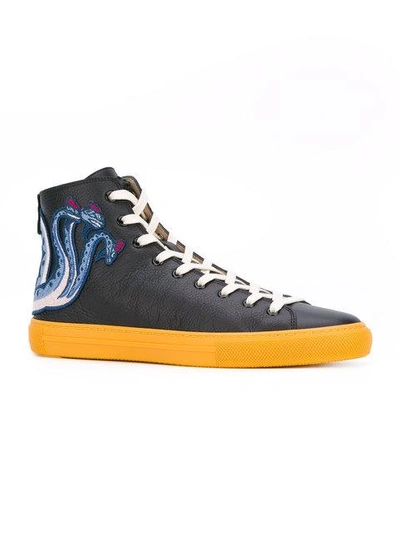 Shop Gucci Appliqué Hi-top Sneakers - Black