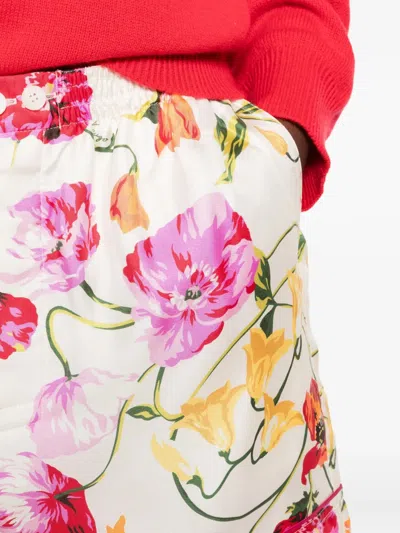 Kenzo Silk Button-front Mini Shorts With Side Pockets In White