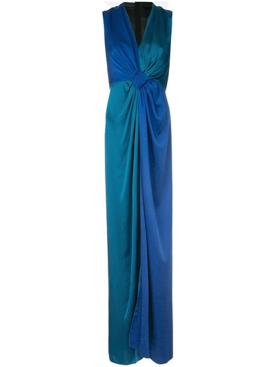 Paule Ka Contrast Woven Draped Dress - Blue