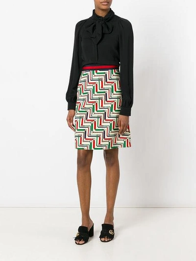 Shop Gucci Patterned Pencil Skirt - Multicolour
