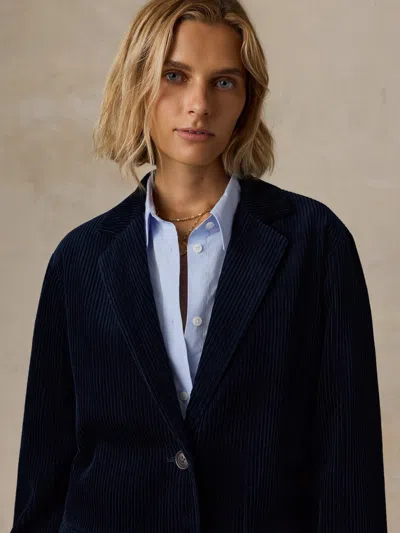 Faherty Hawthorne Cord Oversized Blazer In Blue