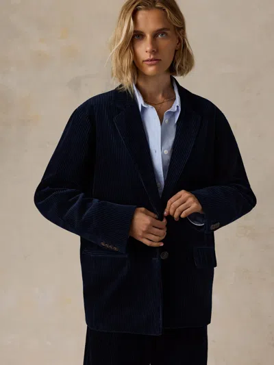 Faherty Hawthorne Cord Oversized Blazer In Blue
