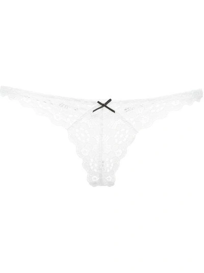 Shop Fleur Du Mal Crochet Lace Slim Thong In White