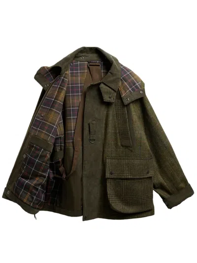 Barbour X Norbit Check-pattern Wool Jacket In Green