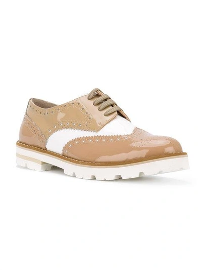 Shop Baldinini Contrast Brogues In Neutrals