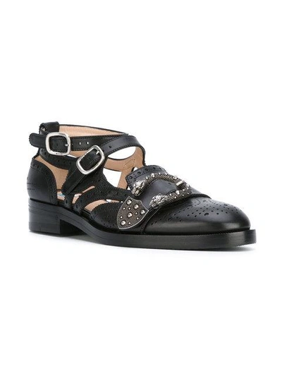 Shop Gucci Queencore Brogue Monk Shoes - Black