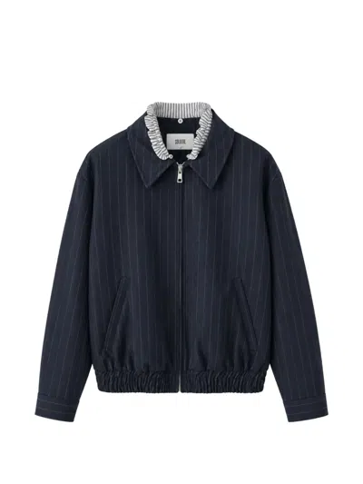 PINSTRIPE-PATTERN ELASTICATED-HEM JACKET