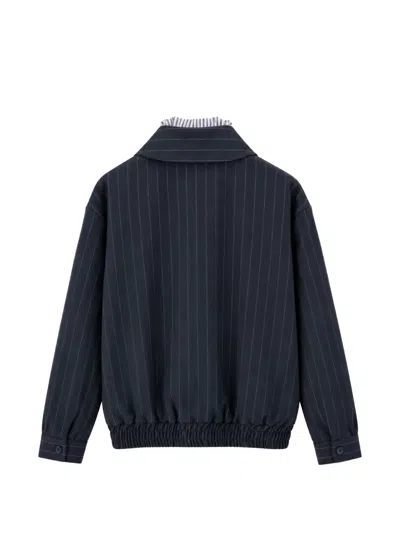 PINSTRIPE-PATTERN ELASTICATED-HEM JACKET