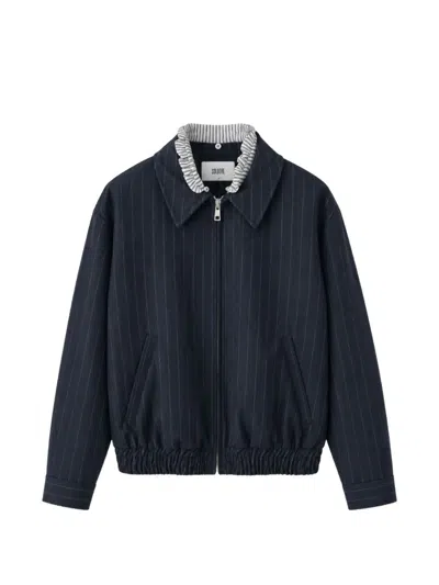 PINSTRIPE-PATTERN ELASTICATED-HEM JACKET