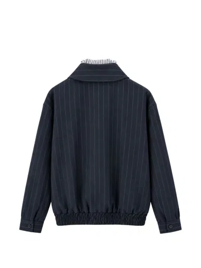 PINSTRIPE-PATTERN ELASTICATED-HEM JACKET