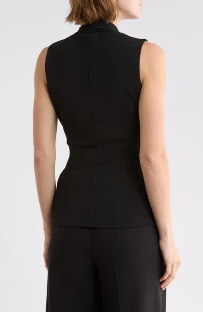 West K Hardware Accent Ruched Asymmetrical Tank In Black