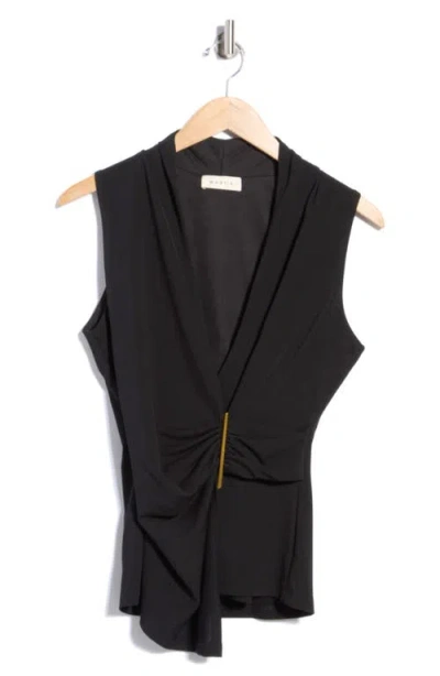 West K Hardware Accent Ruched Asymmetrical Tank In Black