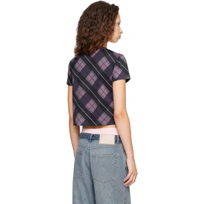 Marc Jacobs Logo Checked Cotton T-shirt In Purple
