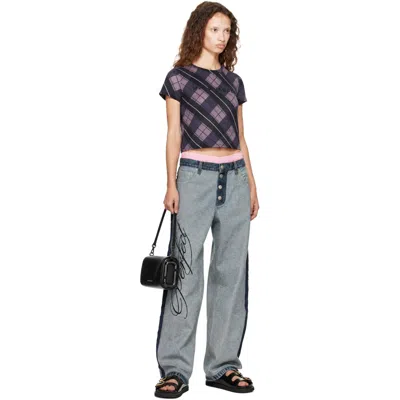 Marc Jacobs Logo Checked Cotton T-shirt In Purple