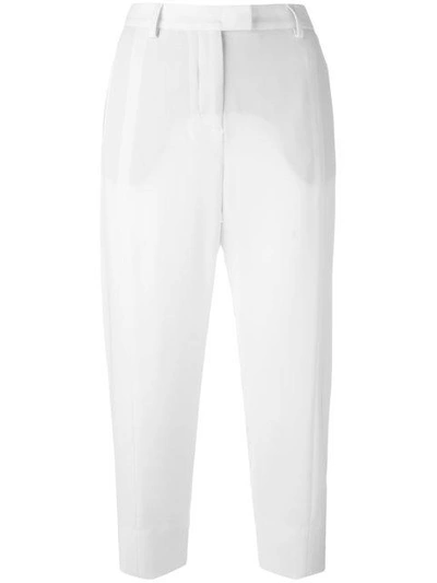 Shop Alberto Biani Cropped Mid-rise Trousers In Neutrals