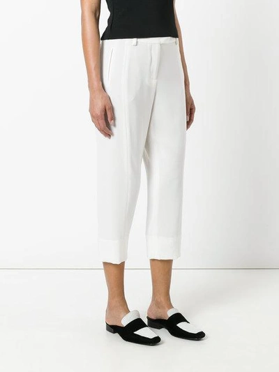 Shop Alberto Biani Cropped Mid-rise Trousers In Neutrals