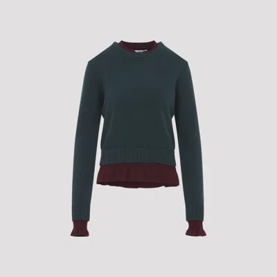 Acne Studios Ruffled Layered-effect Sweater In Green