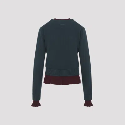 Acne Studios Ruffled Layered-effect Sweater In Green