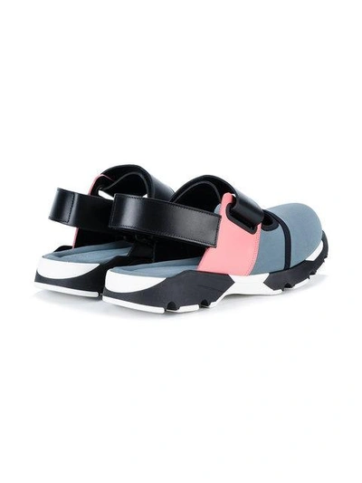 Shop Marni Colour Block Sneaker Sandals - Black