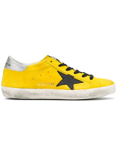 Golden Goose Superstar Distressed Leather-paneled Suede Sneakers In Yellow Lemon