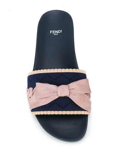 Shop Fendi Bow Detail Slides