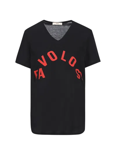 Fendi X Mirella Bentivoglio Archive Favoloso Slogan-print T-shirt In Black