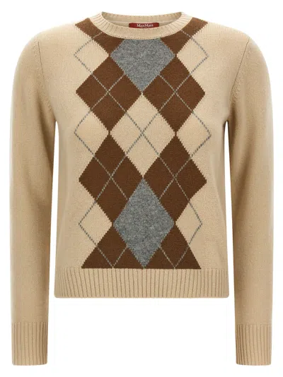 Max Mara Diamond Pattern Knit Sweater In Neutral