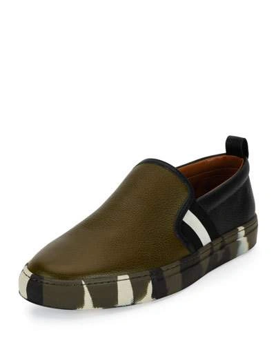 Bally Herald Leather Slip on Sneaker W camo Sole Green black white ModeSens