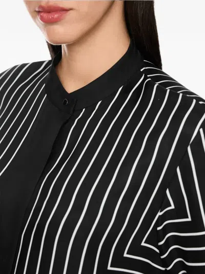Marccain Graphic-pattern Long-sleeve Midi Dress In Black