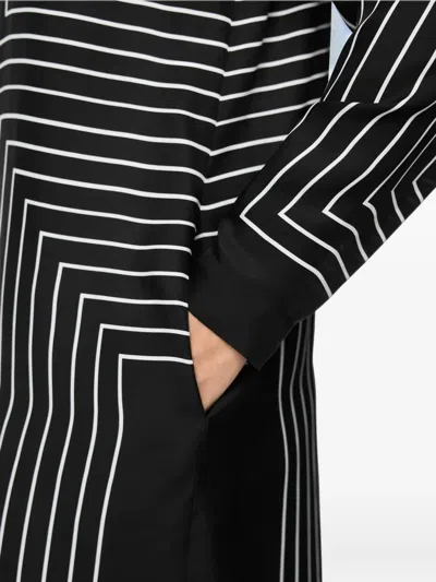 Marccain Graphic-pattern Long-sleeve Midi Dress In Black