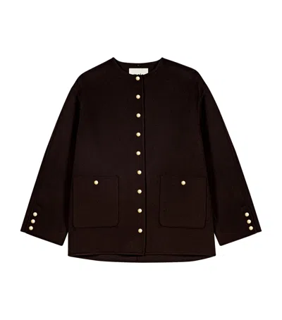 Maje Wool-blend Coat In Brown