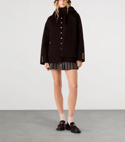 Maje Wool-blend Coat In Brown