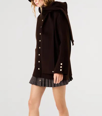 Maje Wool-blend Coat In Brown