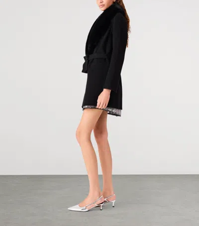 Maje Wool-blend Wrap Coat In Black