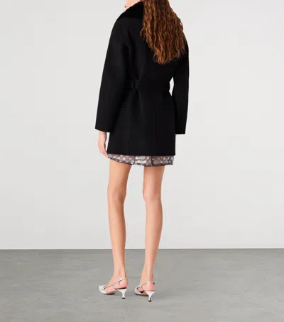 Maje Wool-blend Wrap Coat In Black